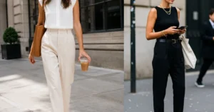 summer office outfits, photo collage