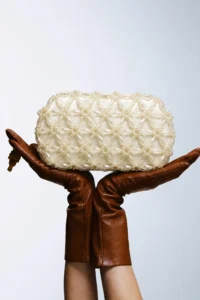 handmade couture handbags - Fresco Blanc crystal evening bag