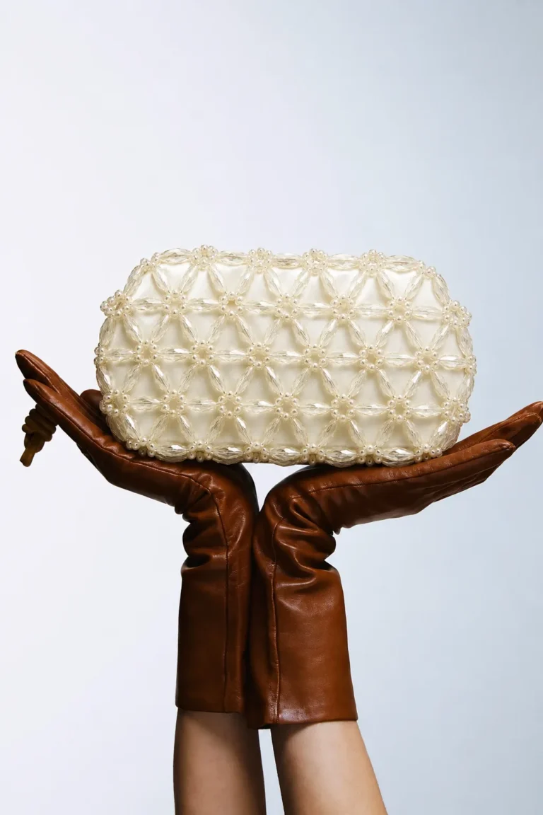 handmade couture handbags - Fresco Blanc crystal evening bag